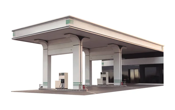 Moderne Tankstelle Auf Weißem Hintergrund Außen — Stockfoto