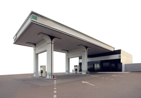 Moderne Tankstelle Auf Weißem Hintergrund Außen — Stockfoto