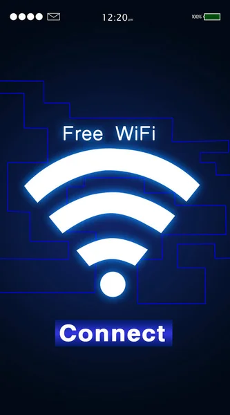 無料Wifi テキストと記号 イラストのデザインとガジェットのディスプレイ — ストック写真