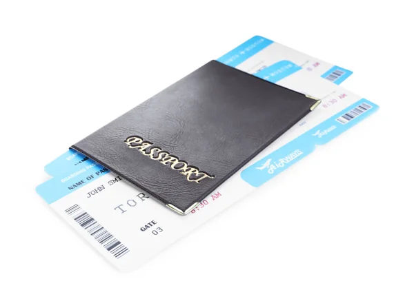 Paspoort Tickets Geïsoleerd Wit Reisbureauconcept — Stockfoto