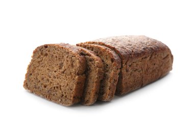 Beyaz üzerine izole edilmiş taze pişmiş ekmek kes