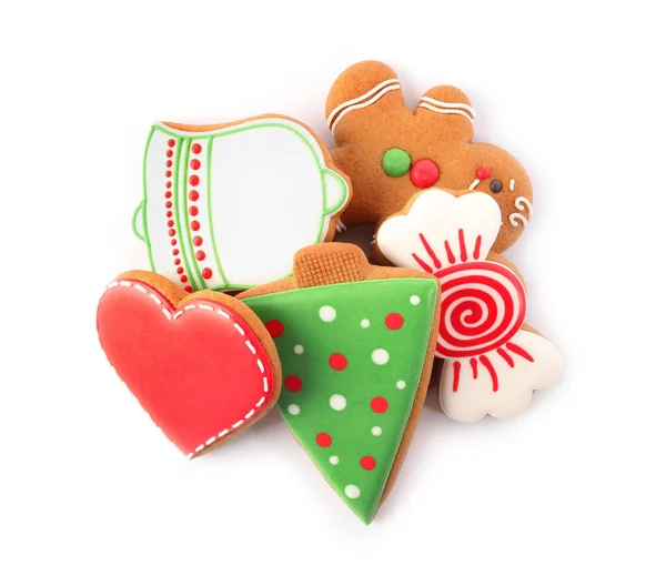 Pile Christmas Cookies White Background Top View — Stock Photo, Image