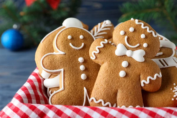 Decorated Christmas Cookies Box Closeup View — Stock Photo, Image