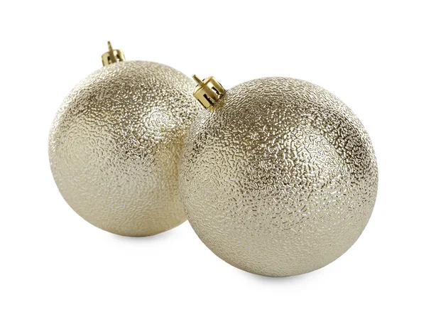 Belles Boules Noël Brillantes Sur Fond Blanc — Photo