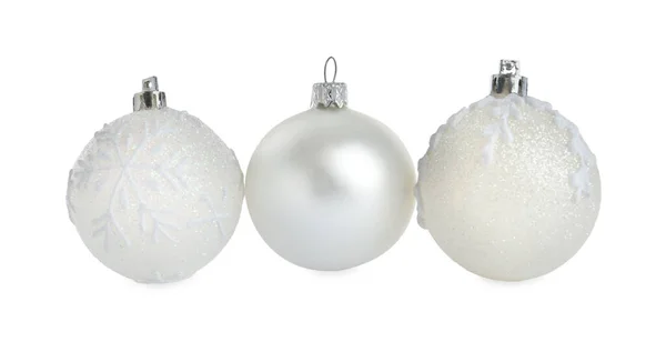 Belles Boules Noël Brillantes Sur Fond Blanc — Photo