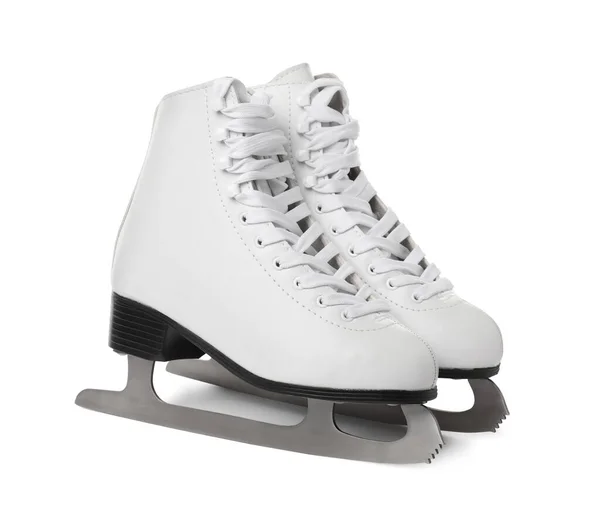白地に隔離されたフィギュアアイススケートのペア — ストック写真