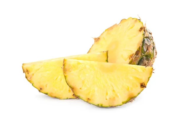 Skivor Färsk Ananas Isolerade Vit — Stockfoto