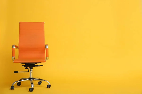 Modern Office Chair Yellow Background Space Text — Stock Photo, Image