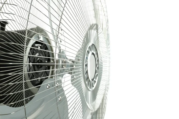 Электрический Вентилятор Белом Фоне Крупный План Летняя Жара — стоковое фото