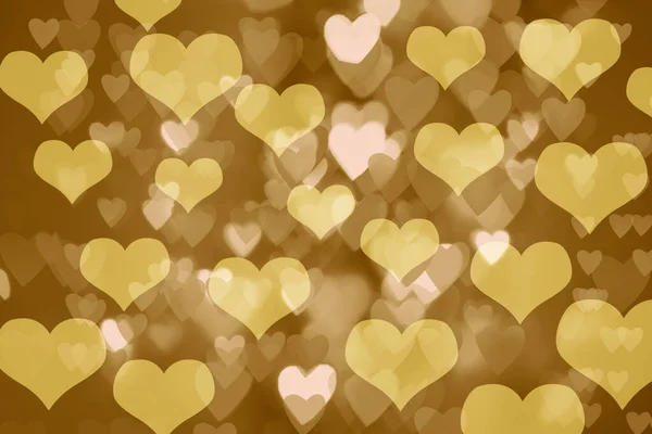 Beautiful Heart Shaped Lights Golden Background Blurred View Valentine Day — Stock Photo, Image