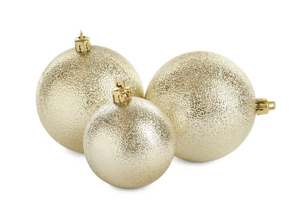 Belles Boules Noël Brillantes Sur Fond Blanc — Photo