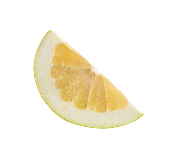 Scheibe Gelber Pomelo Isoliert Auf Weißem — Stockfoto