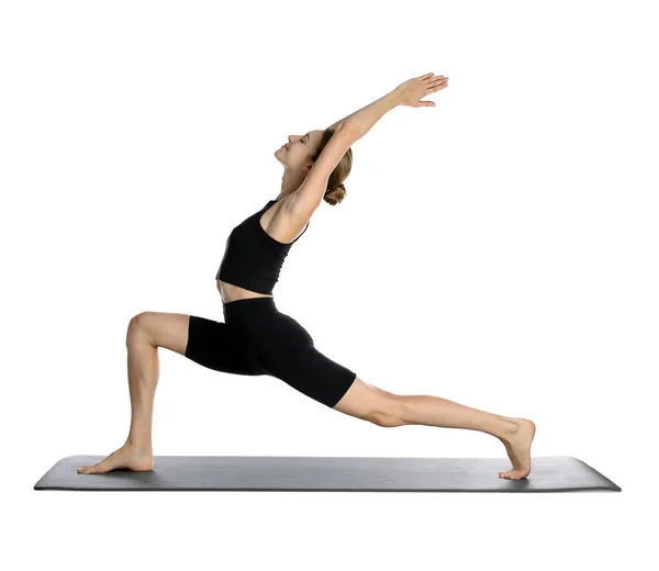 Young Woman Sportswear Practicing Yoga White Background — Stock Photo, Image