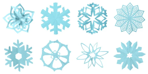 Set Beautiful Paper Snowflakes White Background Banner Design — Stock Photo, Image