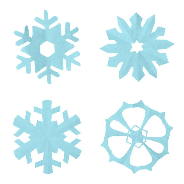 Set Beautiful Paper Snowflakes White Background — Stock Photo, Image