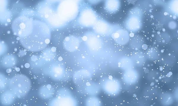 Abstract Sneeuwval Lichtblauwe Achtergrond Bokeh Effect — Stockfoto