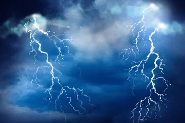 Lightnings Dark Cloudy Sky Thunderstorm — Stock Photo, Image