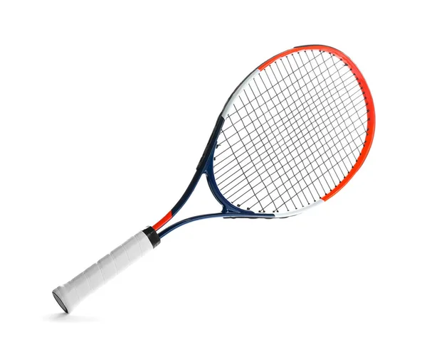 Tennisracket Geïsoleerd Wit Sportuitrusting — Stockfoto