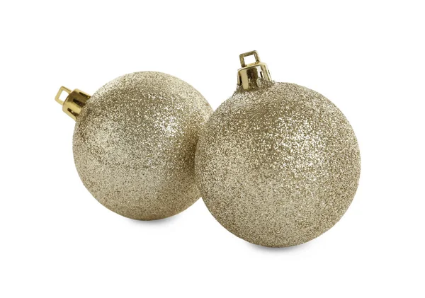 Belles Boules Noël Brillantes Sur Fond Blanc — Photo