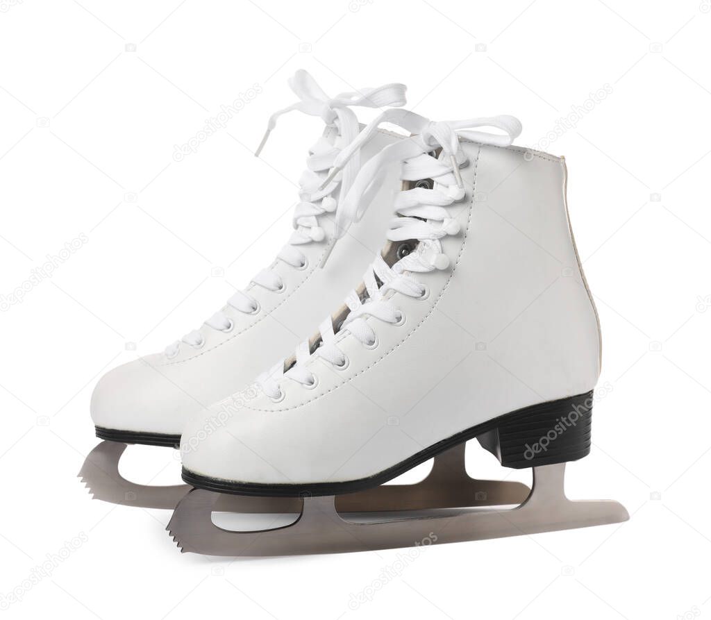 Pair of figure ice skates isolated on white