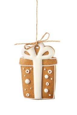 Beyaz üzerine izole edilmiş ev yapımı Noel kurabiyesi.