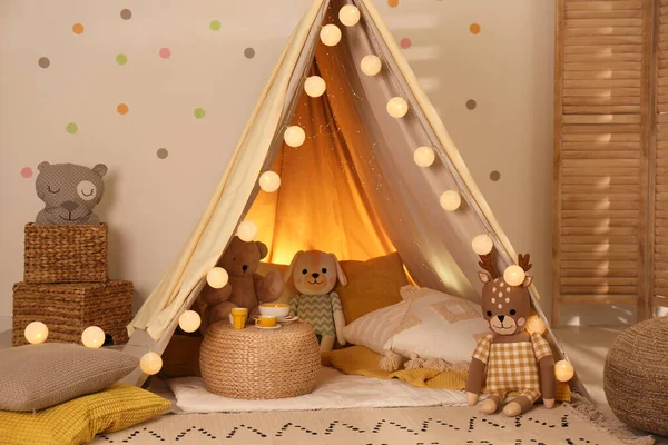 Modern children\'s room interior with play tent