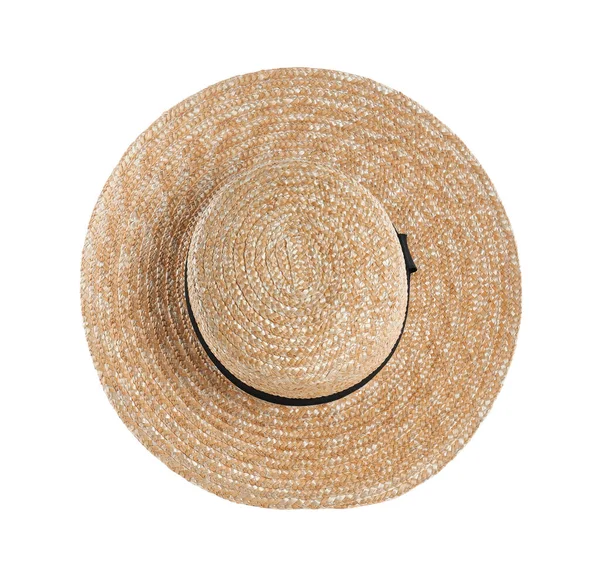 Chapeau Paille Isolé Sur Blanc Accessoire Élégant — Photo