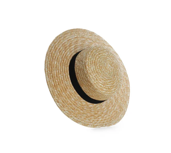 Cappello Paglia Isolato Bianco Elegante Accessorio — Foto Stock