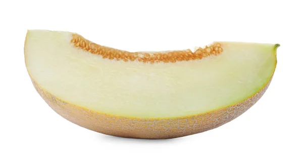 Kousek Lahodného Medového Melounu Izolovaného Bílém — Stock fotografie