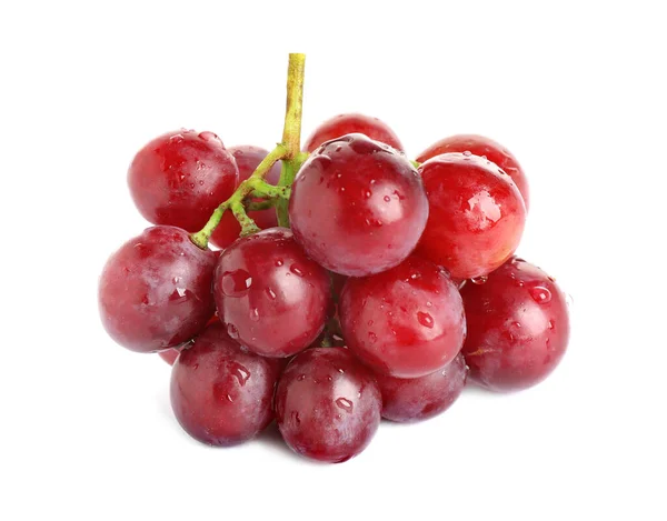 Verse Rijpe Sappige Rode Druiven Geïsoleerd Wit — Stockfoto