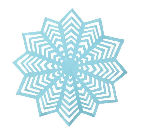 Beautiful Light Blue Paper Snowflake Isolated White — Stock Photo, Image