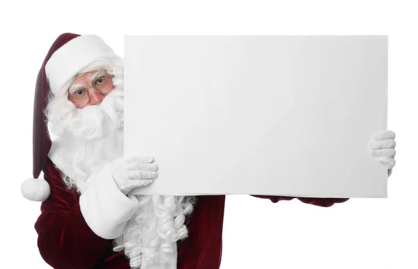 Santa Claus Blank Banner White Background — Stock Photo, Image