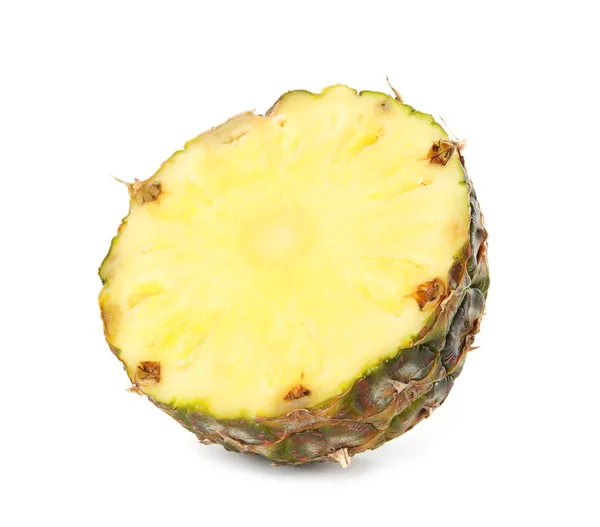 Skär Färsk Saftig Ananas Vit Bakgrund — Stockfoto