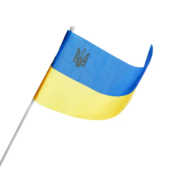 Nationell Flagga Ukraina Isolerad Vitt — Stockfoto