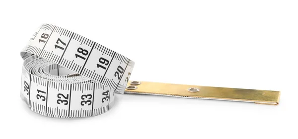 New Long Measuring Tape Isolated White — Stock Photo, Image