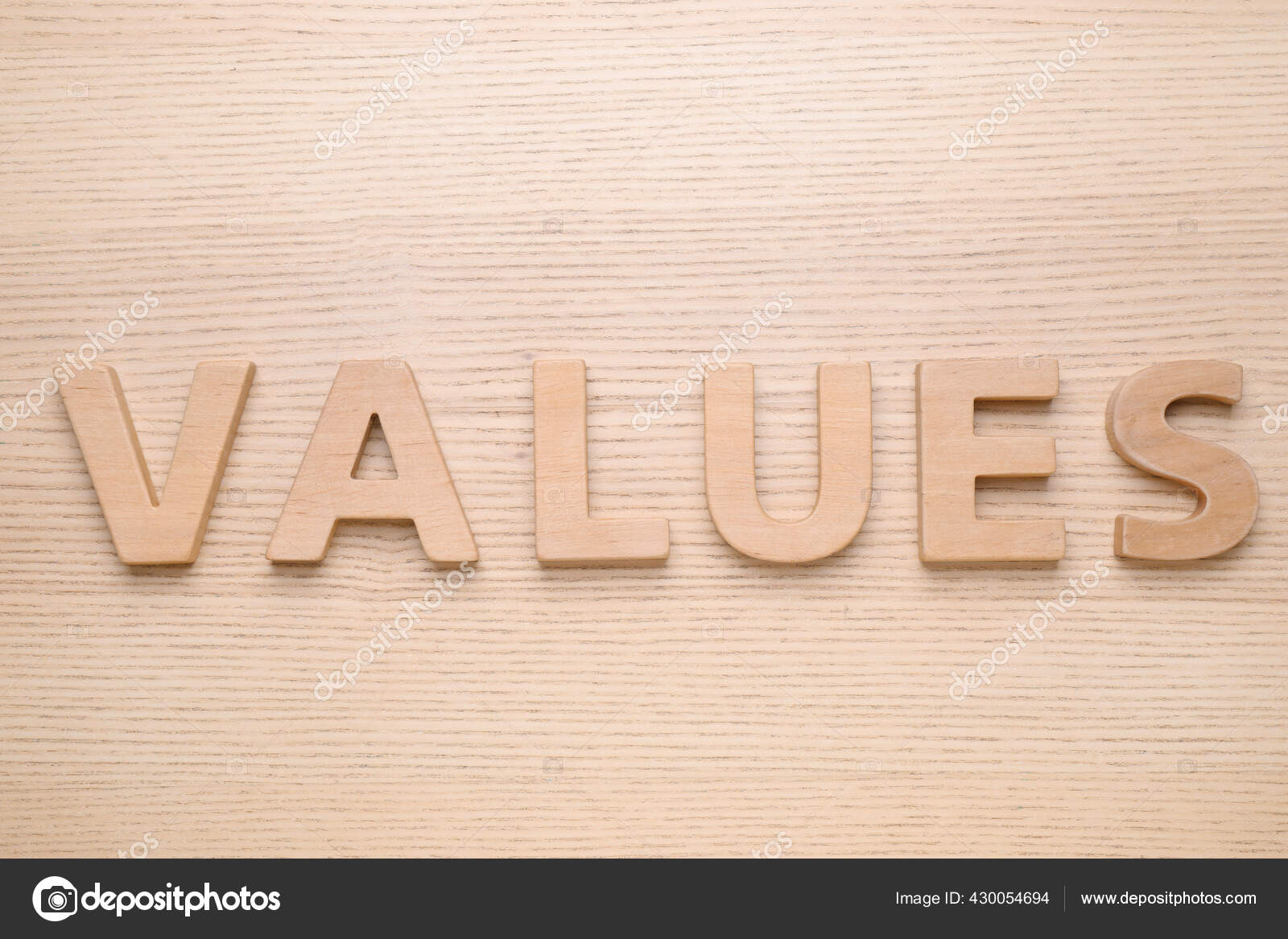 Valores Palabras Hechas Letras Sobre Fondo Madera Planas — Foto de ...