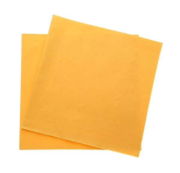 Желтая Чистая Бумага Ткани Белом Фоне Вид Сверху — стоковое фото