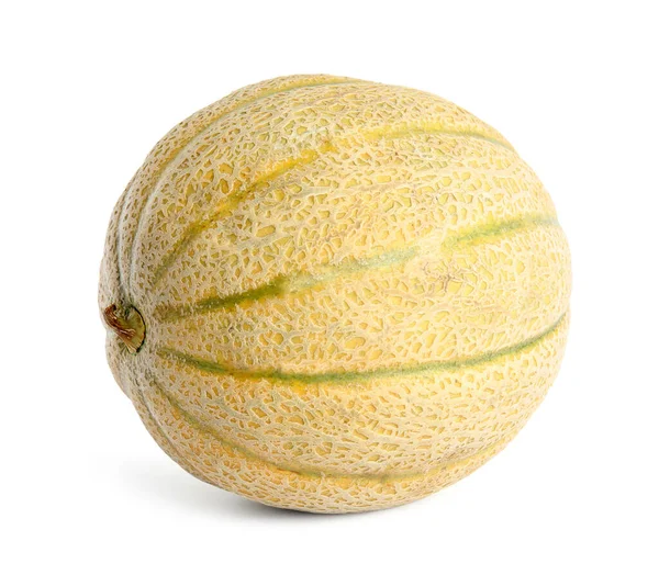 Gustoso Melone Fresco Maturo Isolato Bianco — Foto Stock