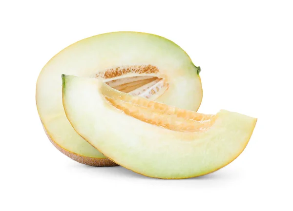 Trozos Delicioso Melón Melón Aislado Blanco — Foto de Stock