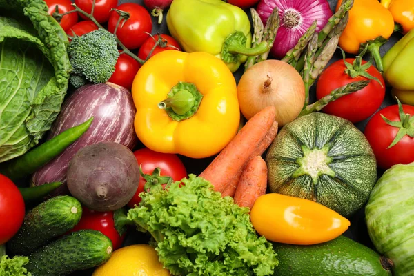 Différents Légumes Frais Comme Arrière Plan Vue Dessus — Photo