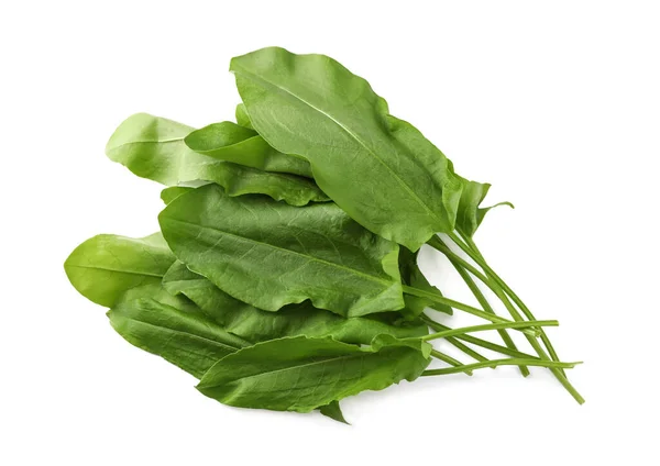 Bunch Fresh Green Sorrel Leaves White Background View — Stock Photo, Image