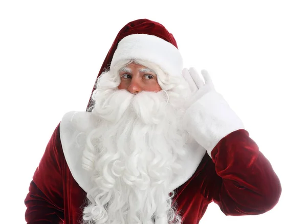 Portret Van Kerstman Witte Achtergrond — Stockfoto