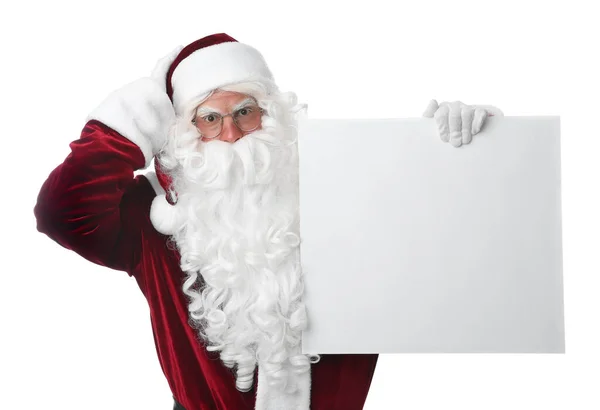 Santa Claus Blank Banner White Background — Stock Photo, Image