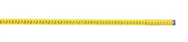 New Yellow Measuring Tape Isolated White Top View — Stock Photo, Image