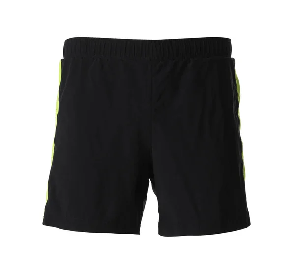 Short Homme Noir Isolé Sur Blanc Vêtements Sport — Photo