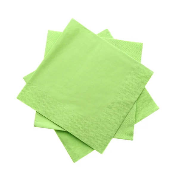 Grüne Saubere Papiertaschentücher Auf Weißem Hintergrund Ansicht Von Oben — Stockfoto