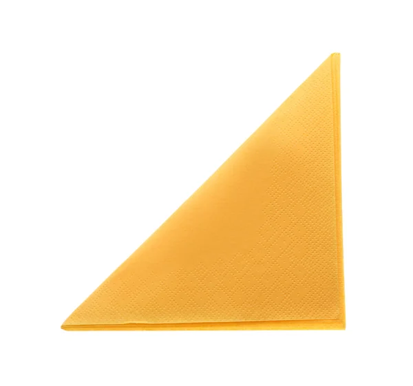 Tejido Papel Limpio Amarillo Plegado Aislado Blanco Vista Superior — Foto de Stock