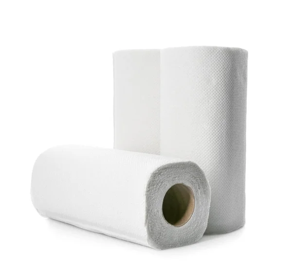 Rotoli Tessuti Carta Sfondo Bianco — Foto Stock