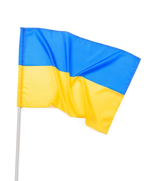 Nationalflagge Der Ukraine Isoliert Auf Weißem Grund Ansicht Von Oben — Stockfoto