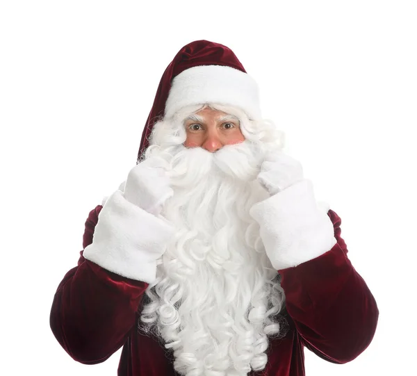 Retrato Santa Claus Sobre Fondo Blanco —  Fotos de Stock